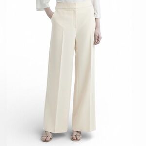 Semantiks Trousers Ivory Wide-Leg Women's Pants Size 4 Classic Office Mid Rise